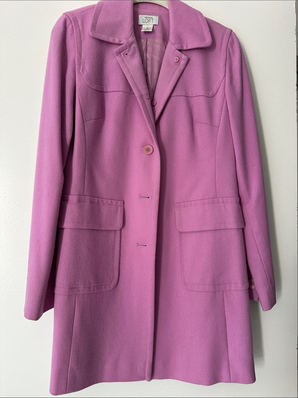 LOFT Pink Wool-Blend Pea Coat